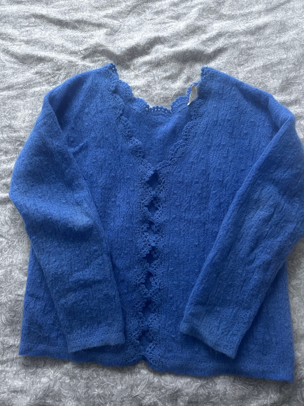 Sezane Wool blend Lace-Trim Knit Sweater